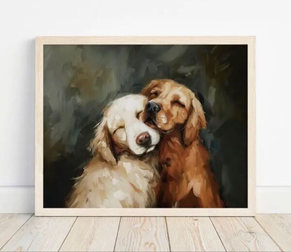 2匹の犬キャンバス 30×40