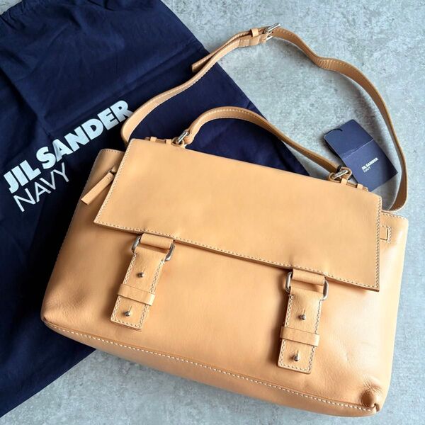 【極美品】JIL SANDER ジルサンダー メッセンジャー 2way ハンドバッグ ショルダーバッグ レザー