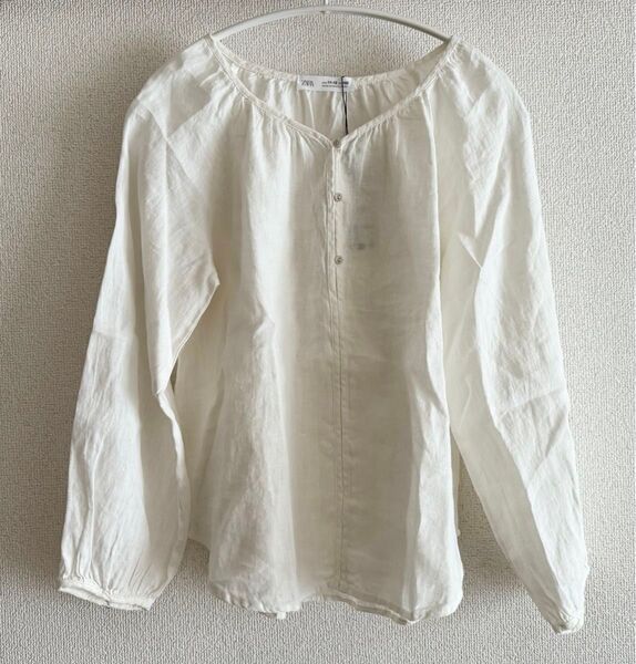 新品 ZARA ザラ リネンプルオーバー 11-12