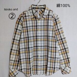 Niniko and... ニコアンド LEEコラボCK/SH 長袖シャツ コットン100% シャツ ブラウス チェック柄