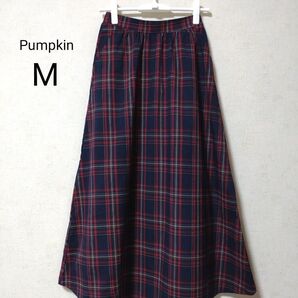 Pumpkin ギャザーフレア ロングスカート チェック