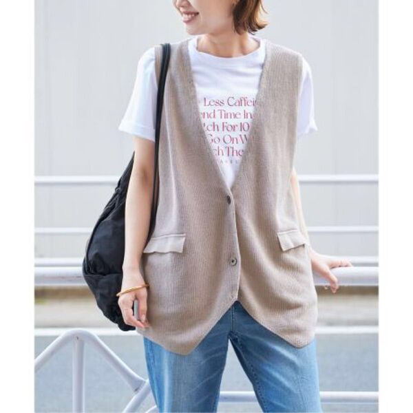 SLOBE IENA 片畦ニット ジレ グレージュ ベージュ スローブ イエナ