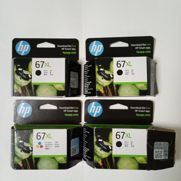 HP 67XL 純正インクカートリッジ ブラック×3 カラー×1 未使用品