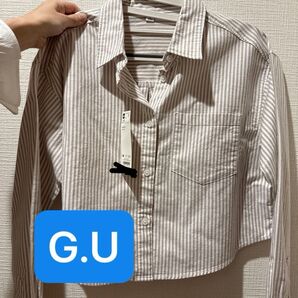 早い者勝ち!カテゴリー変更ok!GU オックスフォードストライプシャツ Mサイズ ベージュ系 未使用