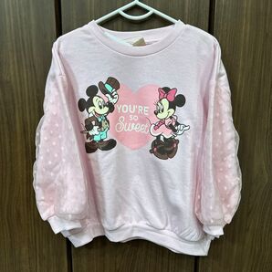 しまむら リトシー ディズニー ミッキー ミニー 袖チュール プルオーバー トレーナー 110cm
