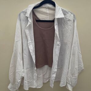 白シャツ キャミソール セット レディース トップス 2点セット GRL