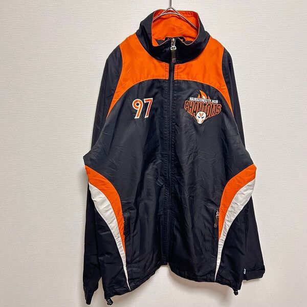 【訳あり】ヴィンテージ KOBE 黒 オレンジ メンズ アウター 古着 XL