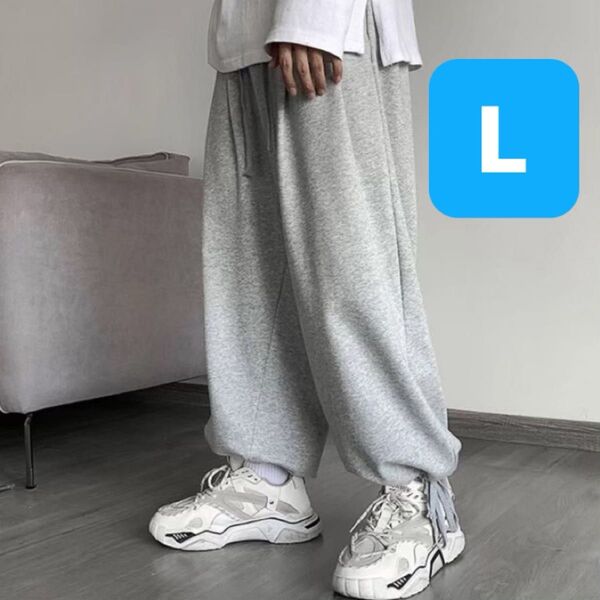 ワイドパンツ ボトムス スウェット ガウチョパンツ 袴パンツ フレアパンツ ルーズパンツ メンズ レディース 最強 グレー L