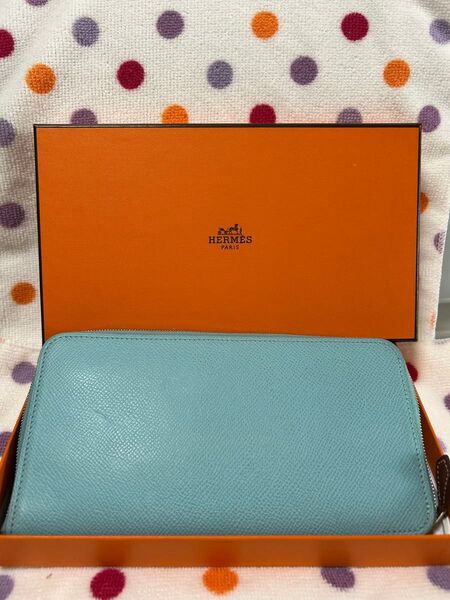 HERMES エルメス 長財布 アザップシルクインロング ヴォーエプソン ブルー