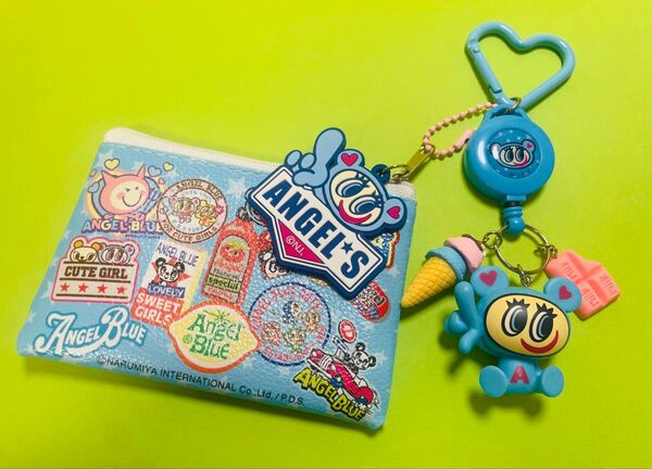 【エンジェルブルー】ポーチ付きじゃらじゃらキーホルダー