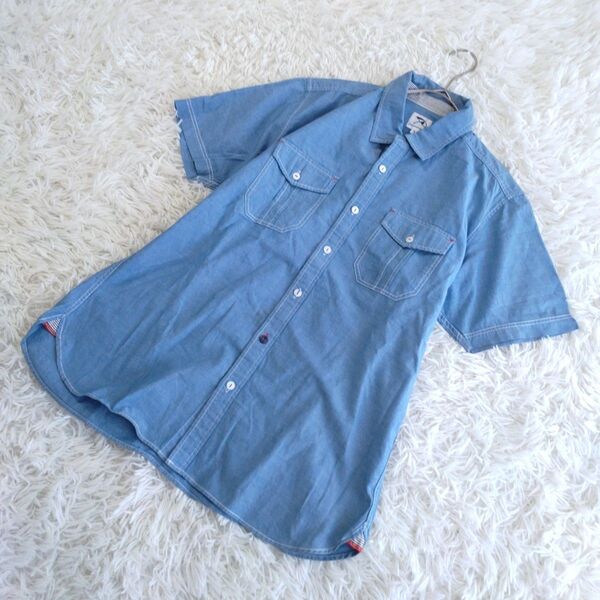 アーノルドパーマー arnold palmer timeless 半袖トップス 半袖 シャツ 綿100% ブルー size3