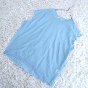 UNITEDARROWS BEATY&YOUTH シアーベスト ノースリーブ プルオーバー レーヨン 水色