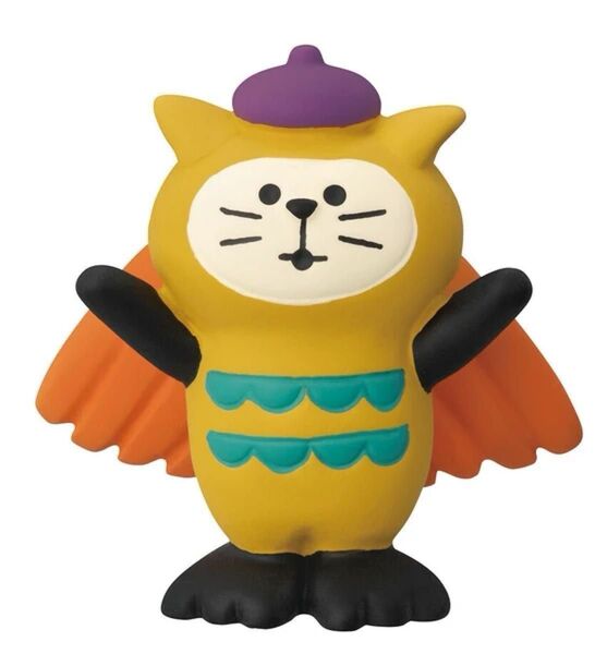 新品未使用 デコレ コンコンブル ミミズクにゃんこ 猫 ねこ 置物 かわいい みみずく