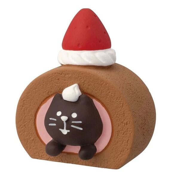 新品未使用 デコレ コンコンブル ロールケーキつっこみ猫 ココア ねこ かわいい 置物