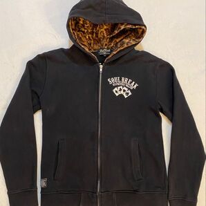 Y2K グランジ 入手困難 ギミック パーカー ヒョウ柄 スカル 刺繍 00s 平成 ジップアップパーカー お兄系