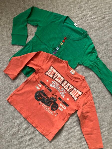 長袖&7分丈Tシャツ2枚セット☆110㎝★バイク★ヘンリー★キッズ★男の子★子供服★used品★お値引き不可★ 長袖Tシャツ