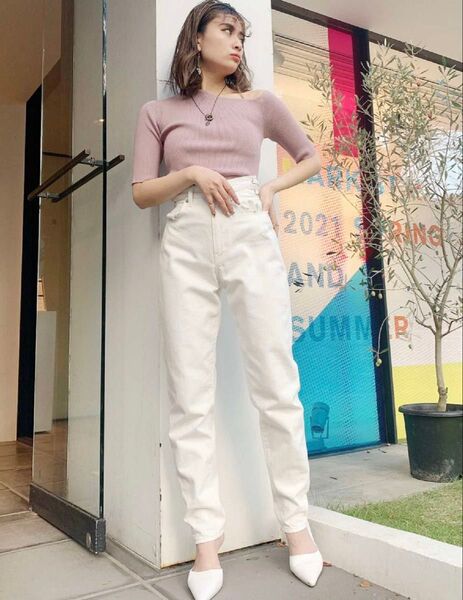 GYDA BACK レースUPペグトップデニムパンツ