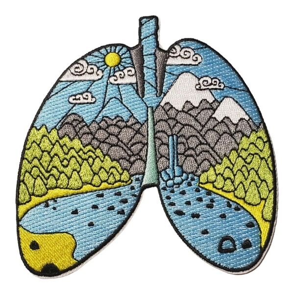 Z-2【 アイロンワッペン 】 臓器 肺 景色 アウトドア 山 マウンテン MOUNTAIN アイロンワッペン patch パッチ