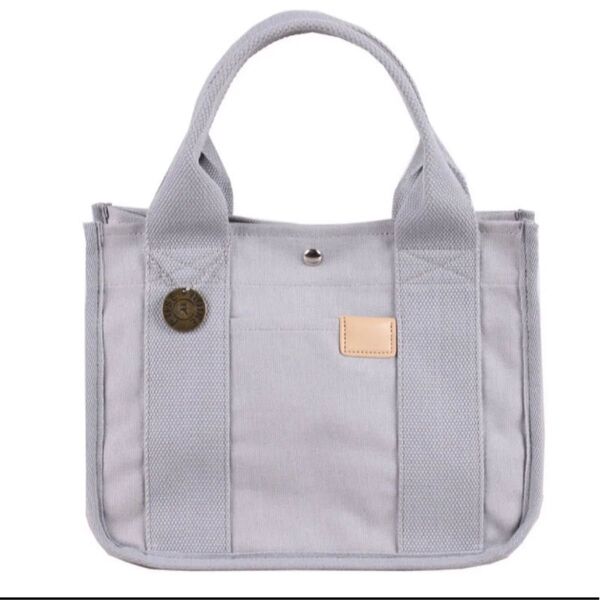 新品 ミニトートバッグ レディース キャンバス 帆布 小さめ 軽量 可愛い おしゃれ 無地 収納便利 大容量 グレー