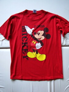 F281＊【USA製】ミッキーマウス（Mickey Mouse）M Tシャツ FLORIDA　ヴィンテージ 古着ミッキー Disney ディズニー 両面プリント