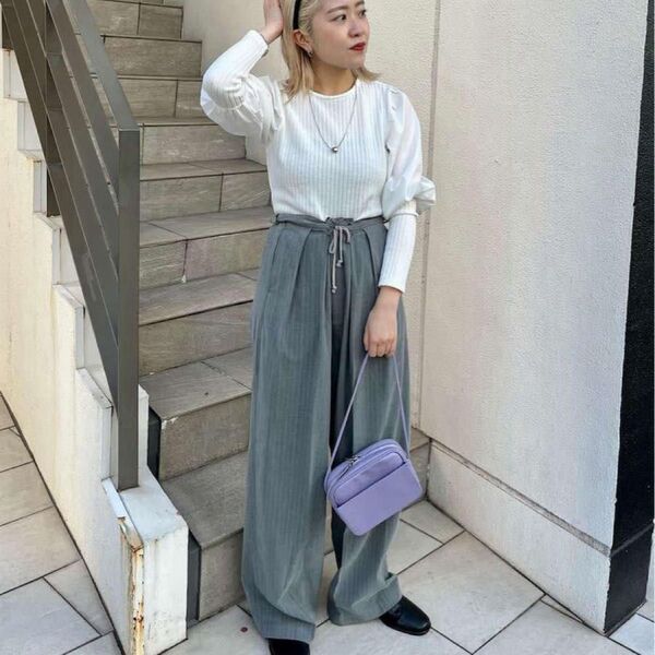 【新品未使用】【UNISEX】 WHIMSIC ストライプ トレンド 2タック スラックス ストレートパンツ