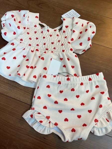 【95cm】 子供用水着 女の子 cottoli コトリ ハート柄 バースデイ
