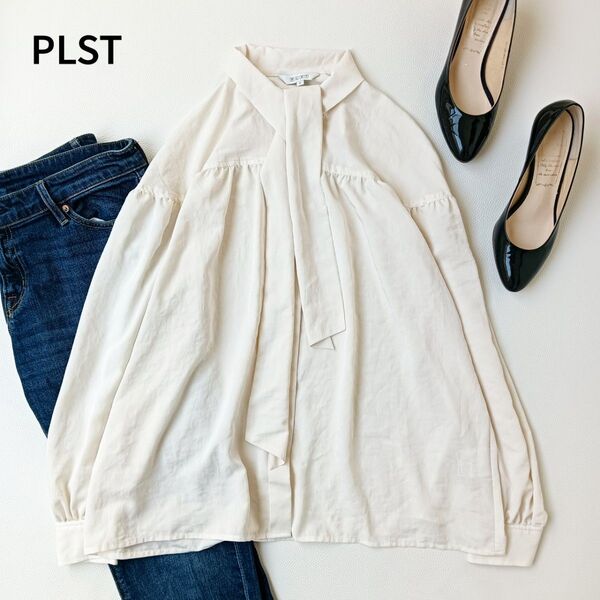 【美品】 プラステ ダニエルシャーマン ギャザー ボウタイ ブラウス とろみ b ゆったり 長袖 シャツ PLST