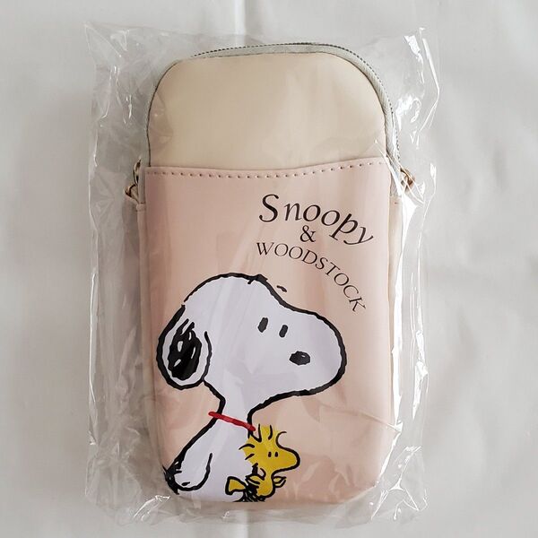 未開封 スヌーピー ベージュ PEANUTS PU スマホショルダーバッグ ポーチ ポシェット サコッシュ バッグ