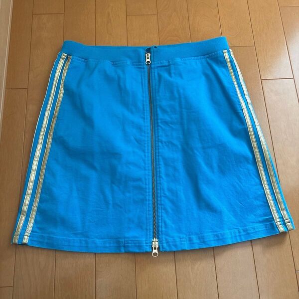 アディダス ゴルフスカート ブルー×ゴールドライン Lサイズ *157