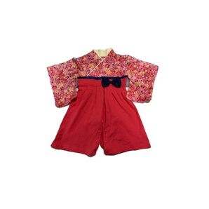 袴ロンパース 花柄 和風 ベビー 誕生日 お食い初め 七五三 80cm