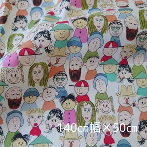 コットン生地 HUMAN 140×50cm 人 人間 オフホワイト