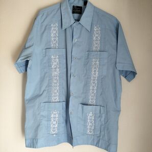 古着 HABAND OF PATERSON 半袖 キューバシャツ サイズL 水色