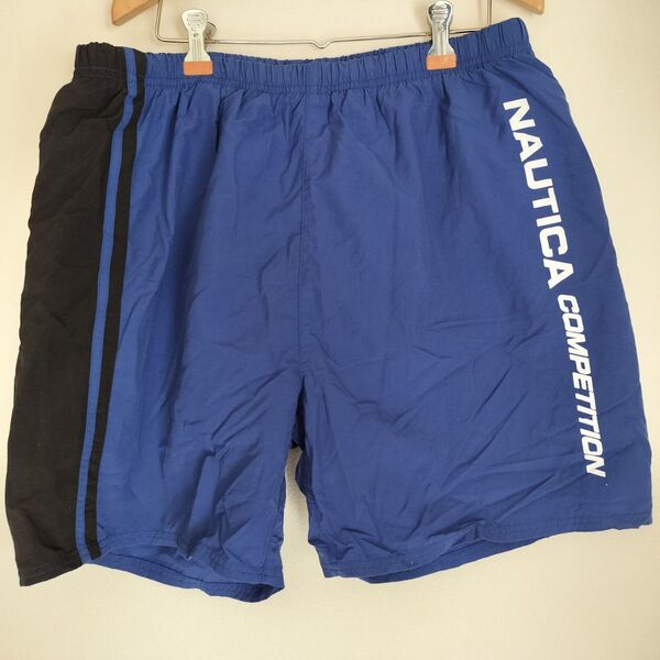 古着 90s nautica ノーティカ スイムパンツ ハーフパンツ ショートパンツ ショーツ 青 ブルー Lサイズ