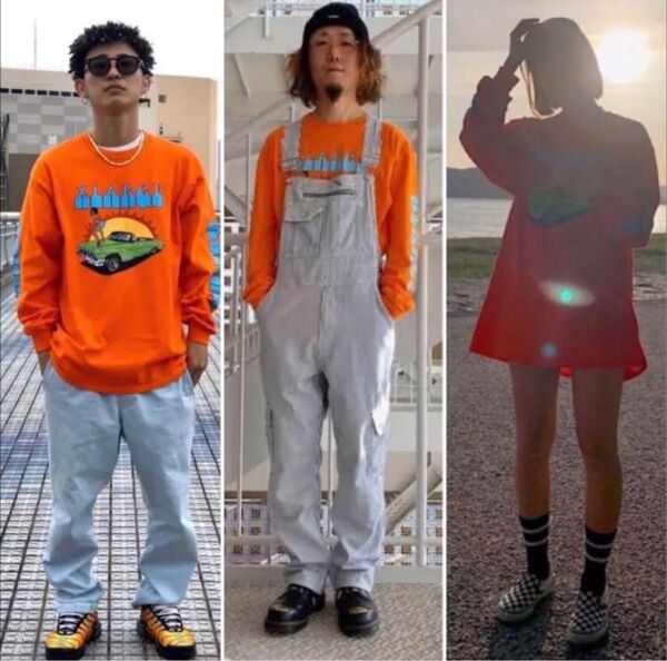 XLARGE エクストララージ LA STYLE プリント ロンTオレンジ