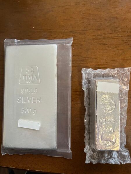 石福 シルバー インゴット 500g、井嶋金銀工業 シルバーインゴット500g 合計1000g