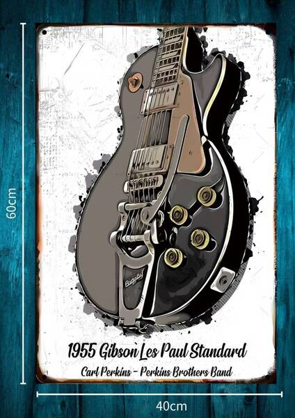 迫力の大型60cm×40cm★アメリカ看板 1955ギブソン Guitar★メタル看板★アメリカン・ガレージ★新品