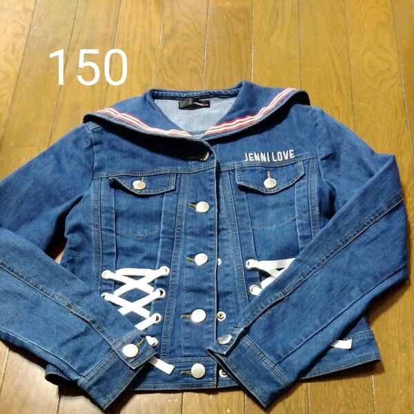 JENNI love デニムジャケット 150 レースアップ サイドリボン ブルー