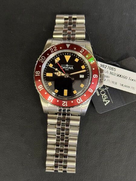 新品 ダボサ ビンテージダイバー GMT クオーツ レッド 163.500.60 DAVOSA