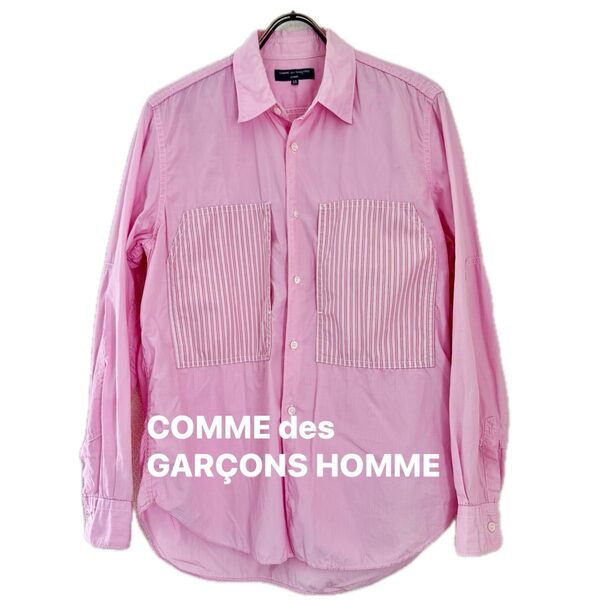 COMME des GARONS HOMME コムデギャルソンオム パッカリング 長袖シャツ ピンク メンズ 薄地 綿 シャツ
