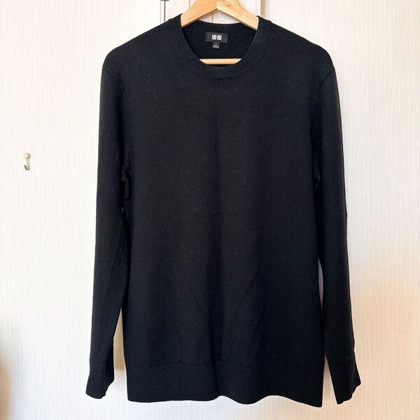 ユニクロ UNIQLO カシミヤ100% 黒 クルーネック セーター
