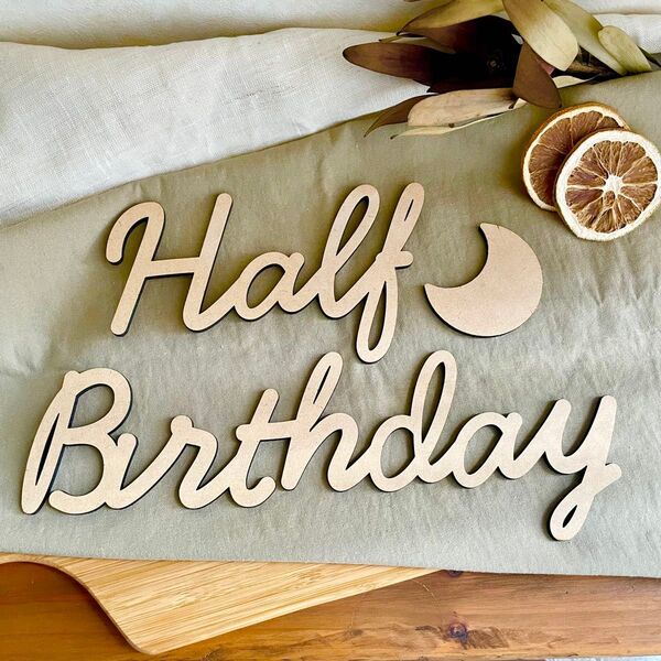 Half Birthday 木製レターバナー 6ヶ月 ハーフバースデー
