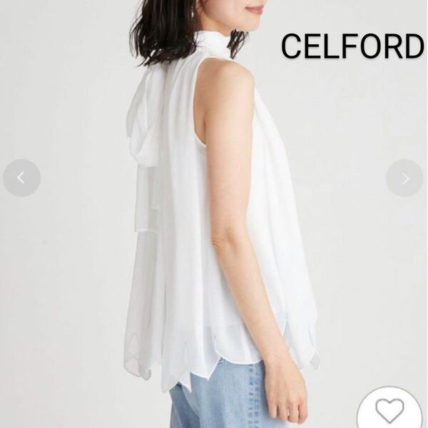 CELFORD セルフォード スカラップヘム刺繍楊柳ブラウス ホワイト