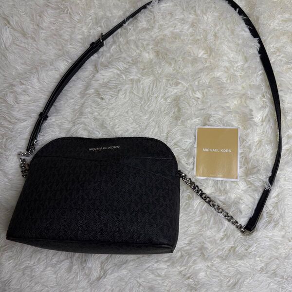 MICHAEL KORS ショルダーバッグ ブラック 2wayハンドバッグレザー MK柄 チェーン レディース