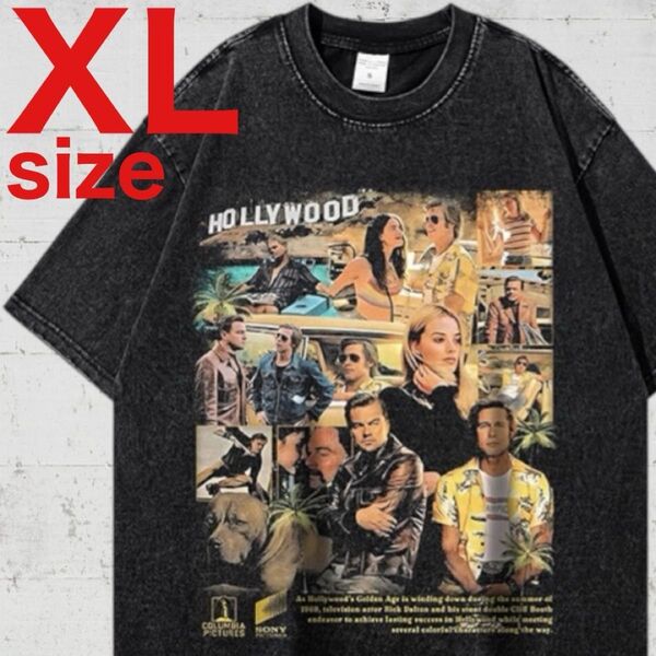 映画 ワンス・アポン・ア・タイム・イン・ハリウッド ヴィンテージ加工 ムービー Tシャツ ブラック XL