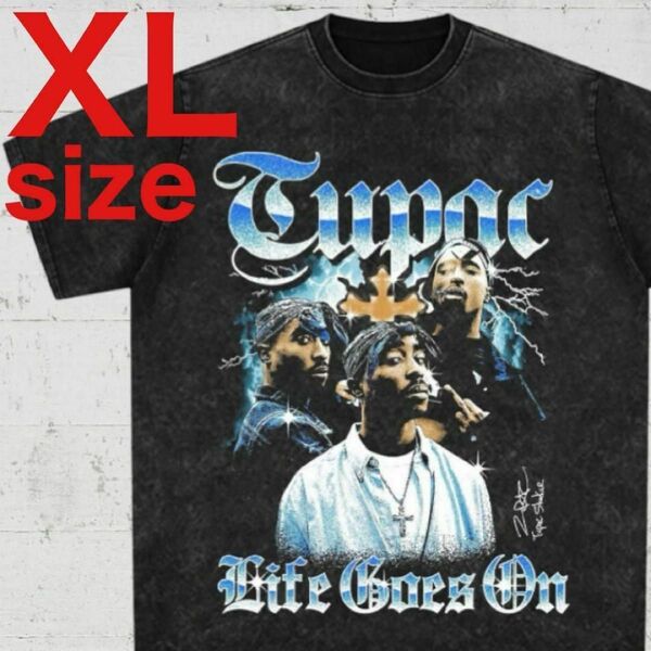 2PAC Life Goes On RAP ラップ Tシャツ ブラック XL