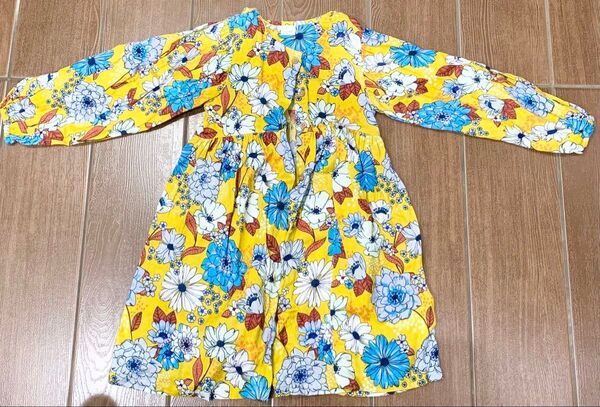 【本日限定価格】美品 next イエロー カラフル 花柄 長袖 コットン 上着 羽織り ワンピース 120cm