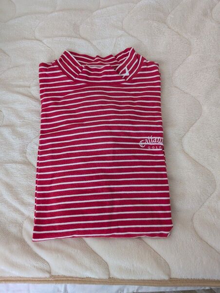 Callaway GOLF ボーダー ハイネック 長袖Tシャツ レッド