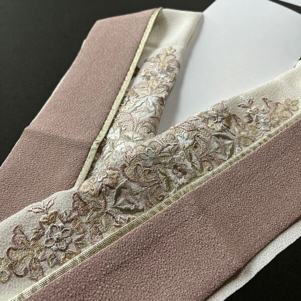 新品 くすみ系 2点セット 刺繍半衿 重ね襟 和装小物 洗えるポリエステル ゴールド