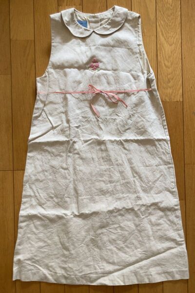シリリュス CYRILLUS ノースリーブワンピース 刺繍 リボン ベージュ キッズ 12歳 ガールズ 140 150