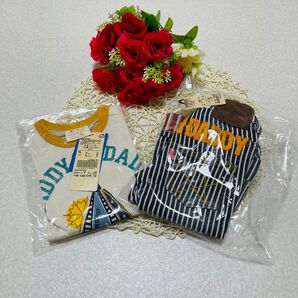 新品タグ付き ダディーオダディ Tシャツ パンツ キャンプ ストライプ 星柄 刺繍 アイボリー 2点セット 日本製 男の子 80